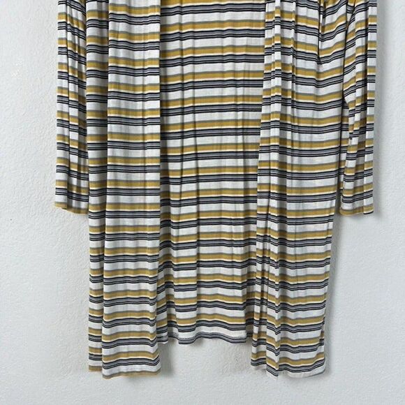 Ambiance Women’s Retro Yellow Striped Long Cardigan Lightweight Size Large - Picture 8 of 11